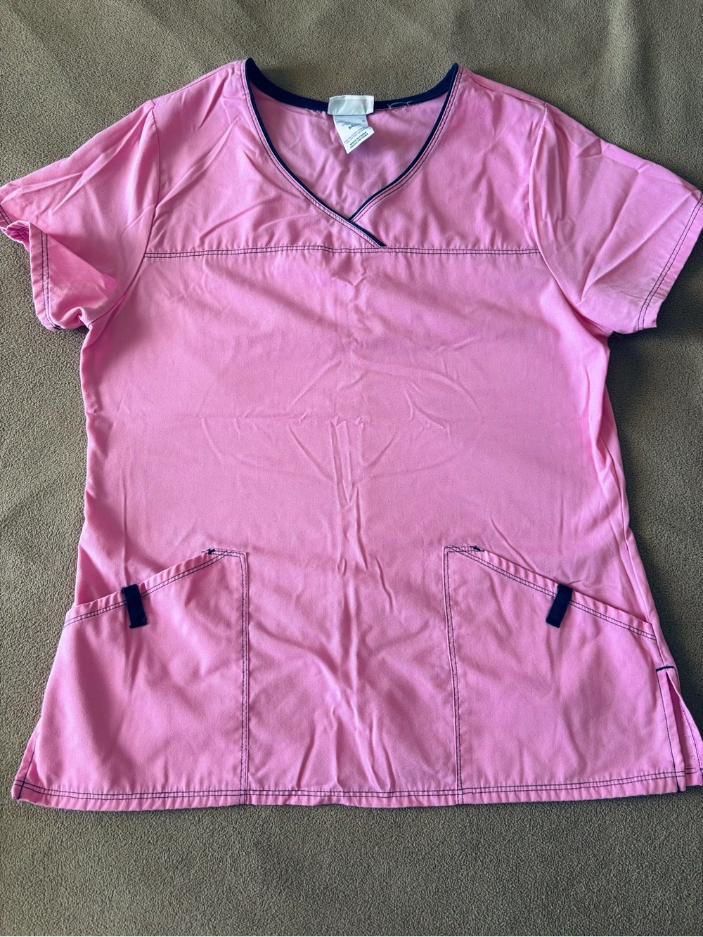 Scrubstar Pink Short Sleeve V-Neck Scrub Top with Contrast Trim